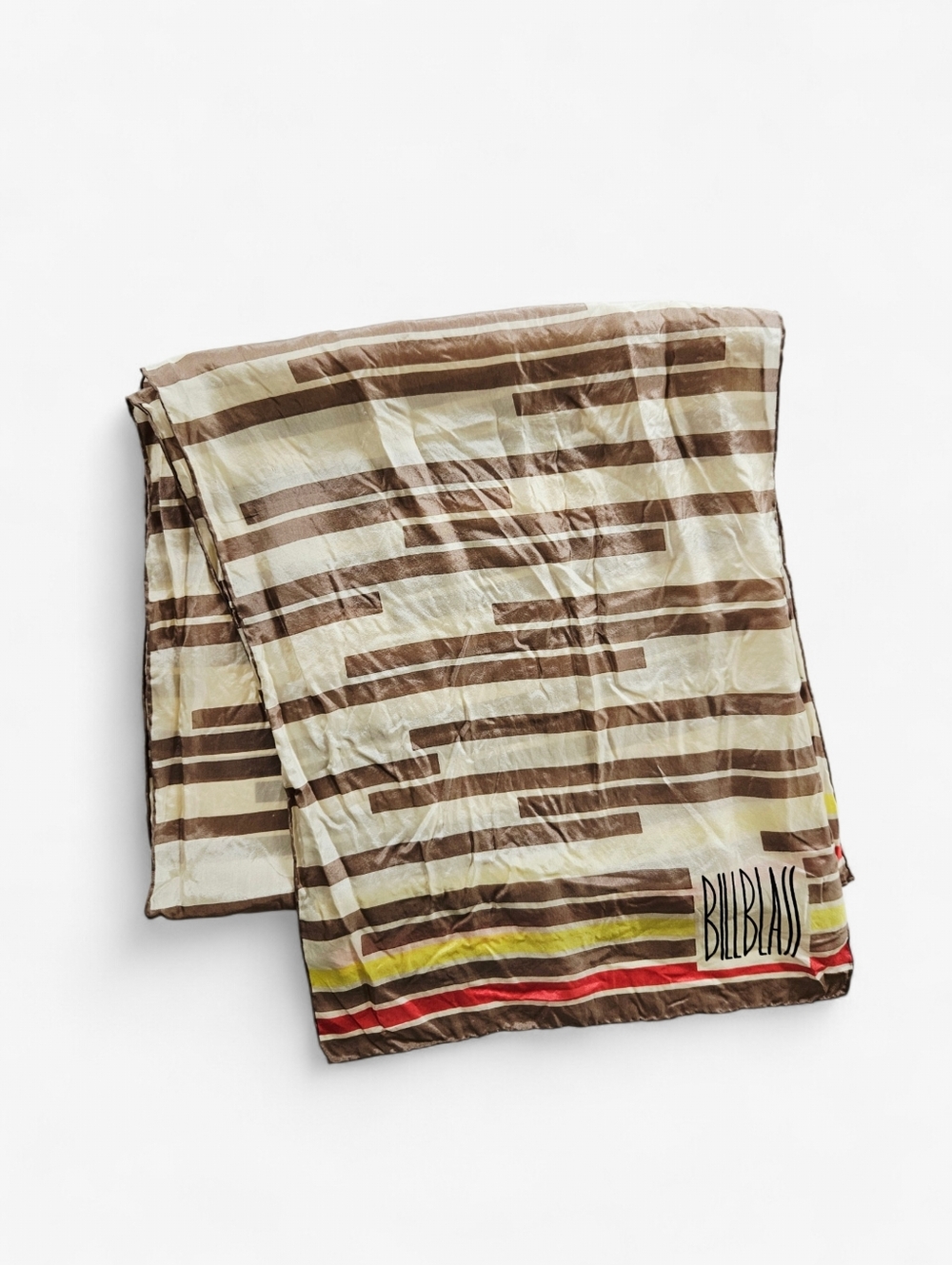 Vintage Bill Blass Signed Hand-Rolled Lightweight Striped Silk Scarf 13”x57”